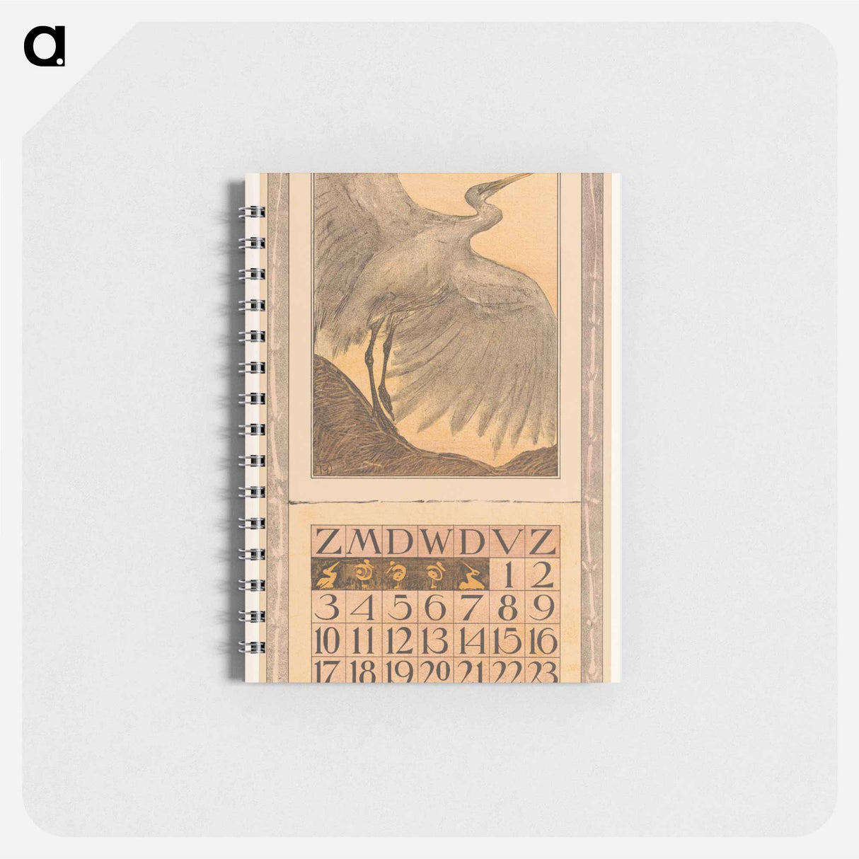 Kalenderblad september met zilverreiger - テオ ヴァン ホイテマ Memo.