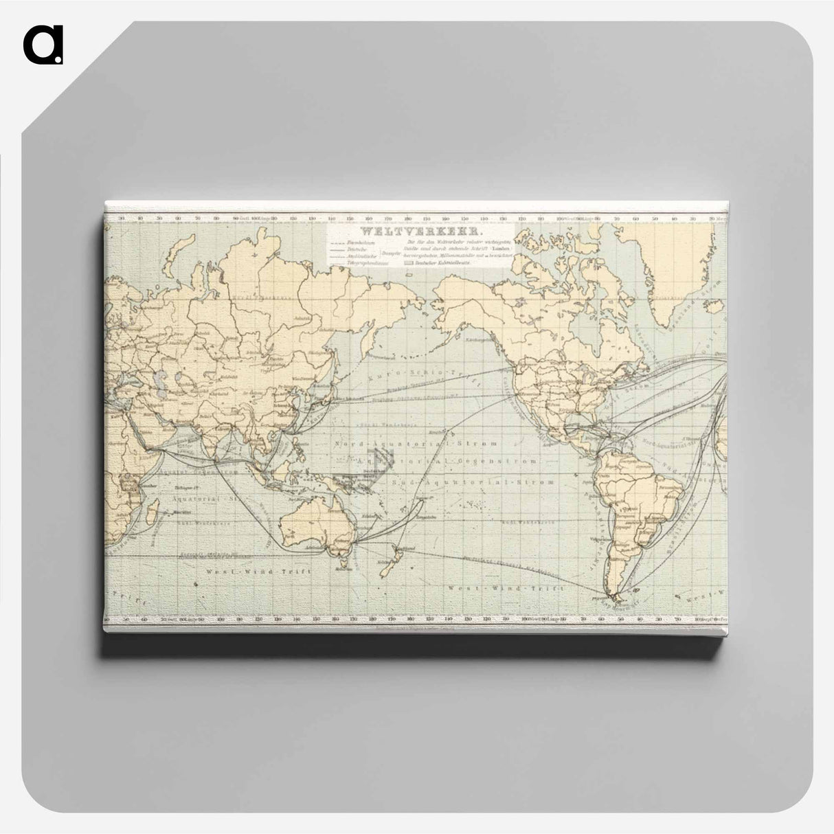 Geographical-Statistical World Lexicon - アンティーク地図 Canvas.