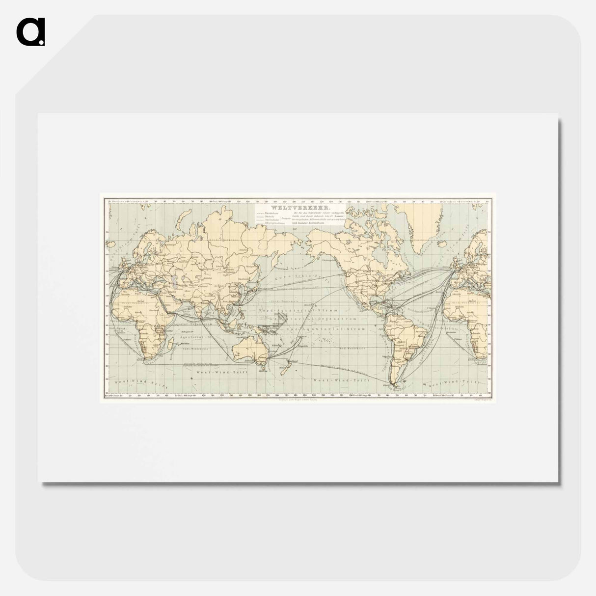 Geographical-Statistical World Lexicon - アンティーク地図 Poster.