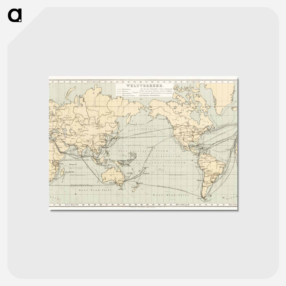 アートポストカード-Geographical-Statistical World Lexicon - アンティーク地図 Postcard.