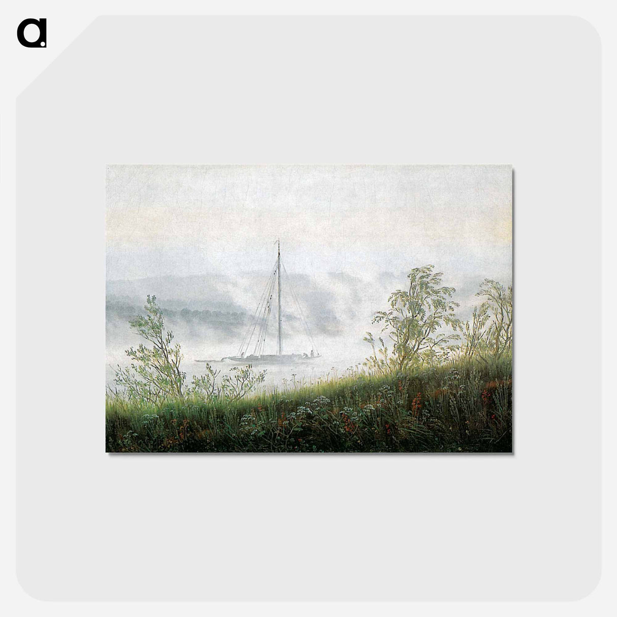 アートポストカード-Elbschiff in early morning fog - カスパー ダーヴィト フリードリヒ Postcard.