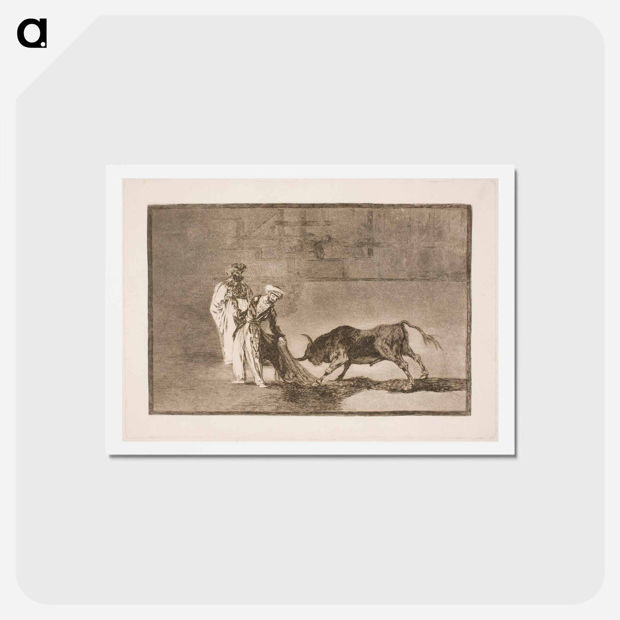 アートポストカード-The Moors in the arena go to great lengths to attract the bull with the help of their burnus - フランシスコ デ ゴヤ Postcard.