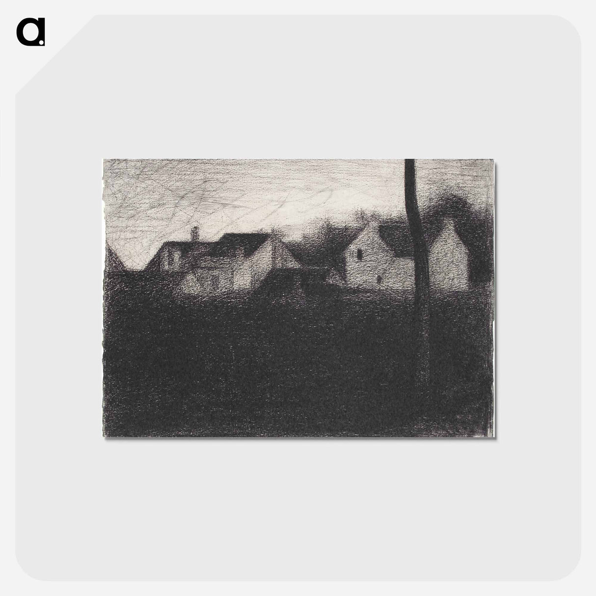 アートポストカード-Landscape With Houses - ジョルジュ スーラ Postcard.