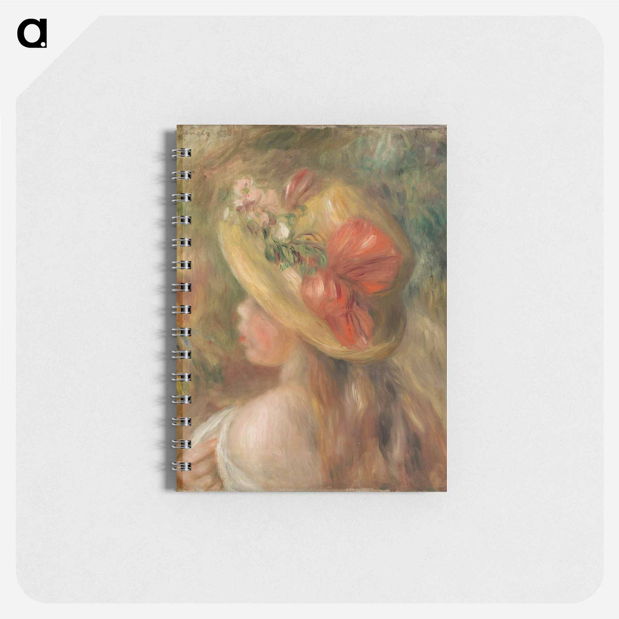 Young Girl with Hat - ピエール オーギュスト ルノワール Memo.