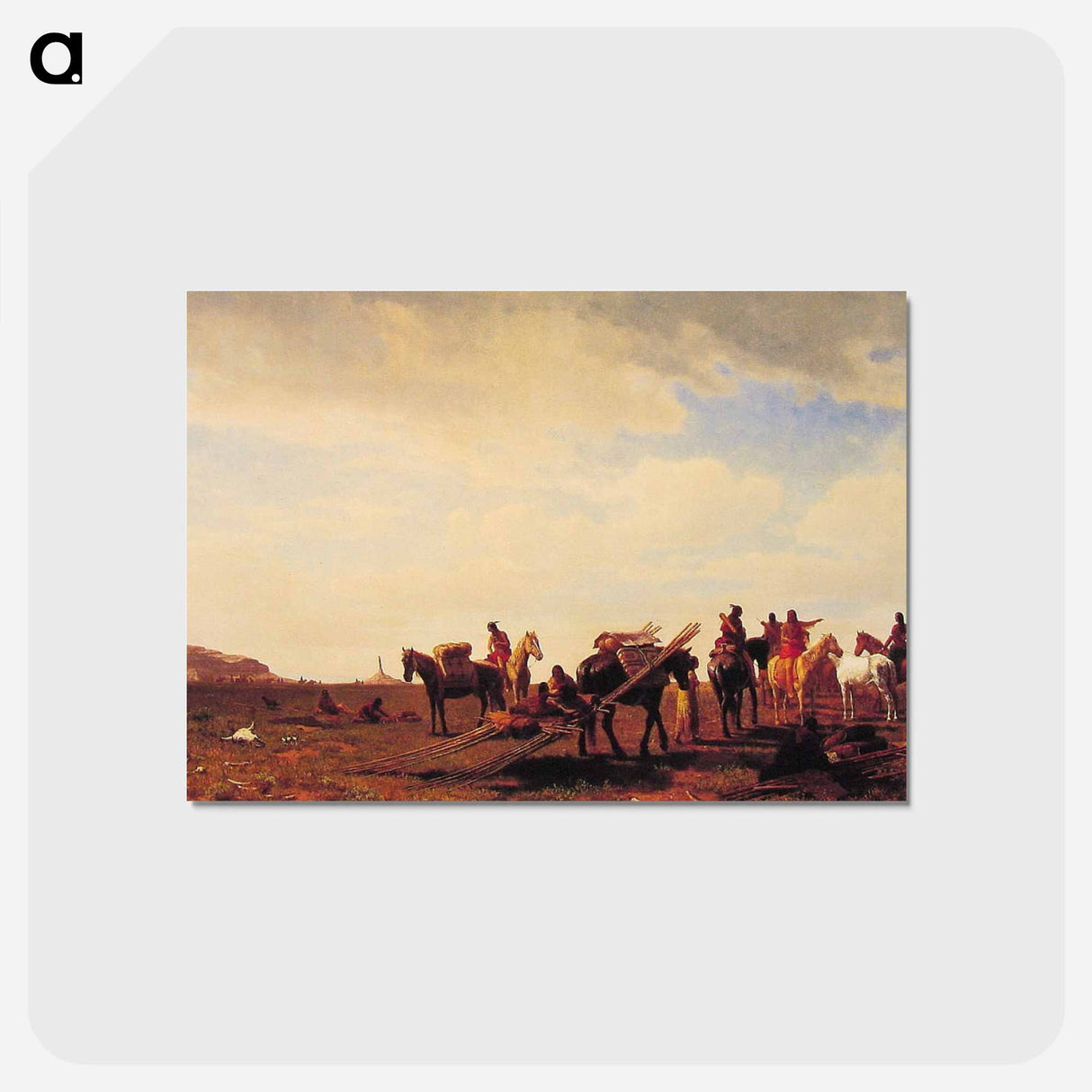 Indians Travelling Near Fort Laramie - アルバート ビアスタット Postcard.