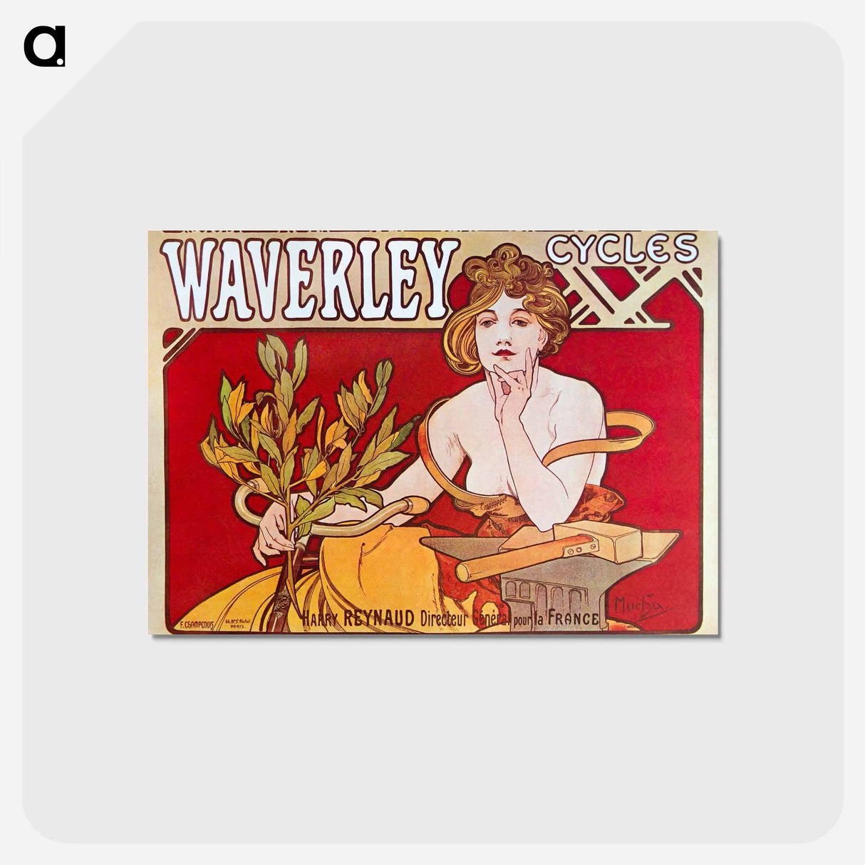 アートポストカード-Cycles Waverley Paris - アルフォンス ミュシャ Postcard.