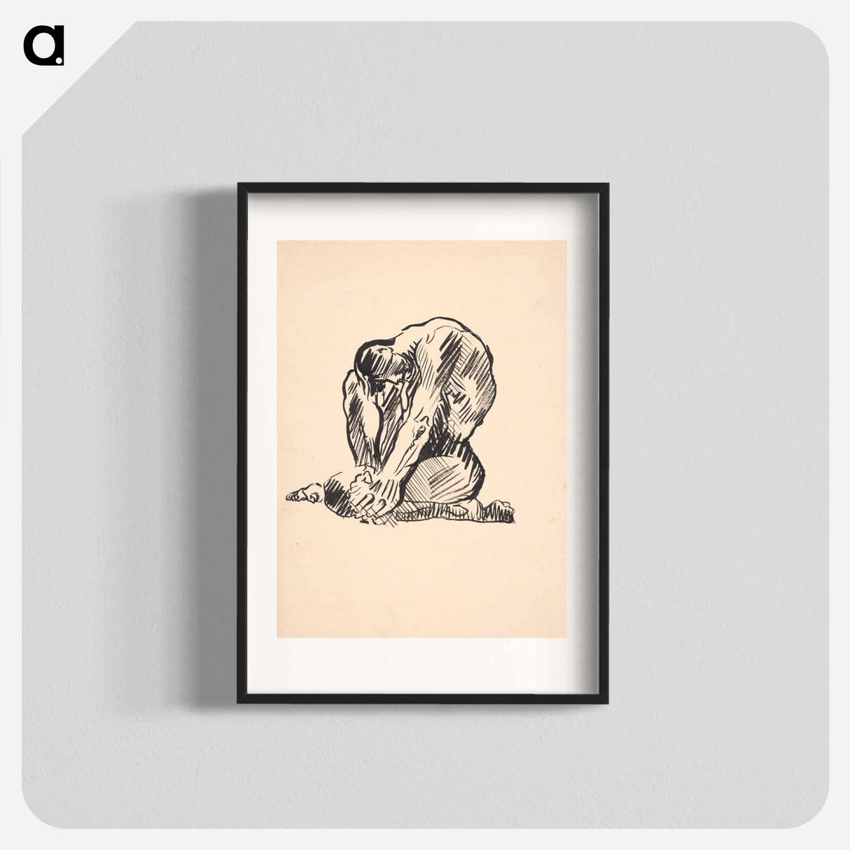 Study of a male nude in a sitting position - アーノルド ピーター ワイズ クビンチャン Poster.