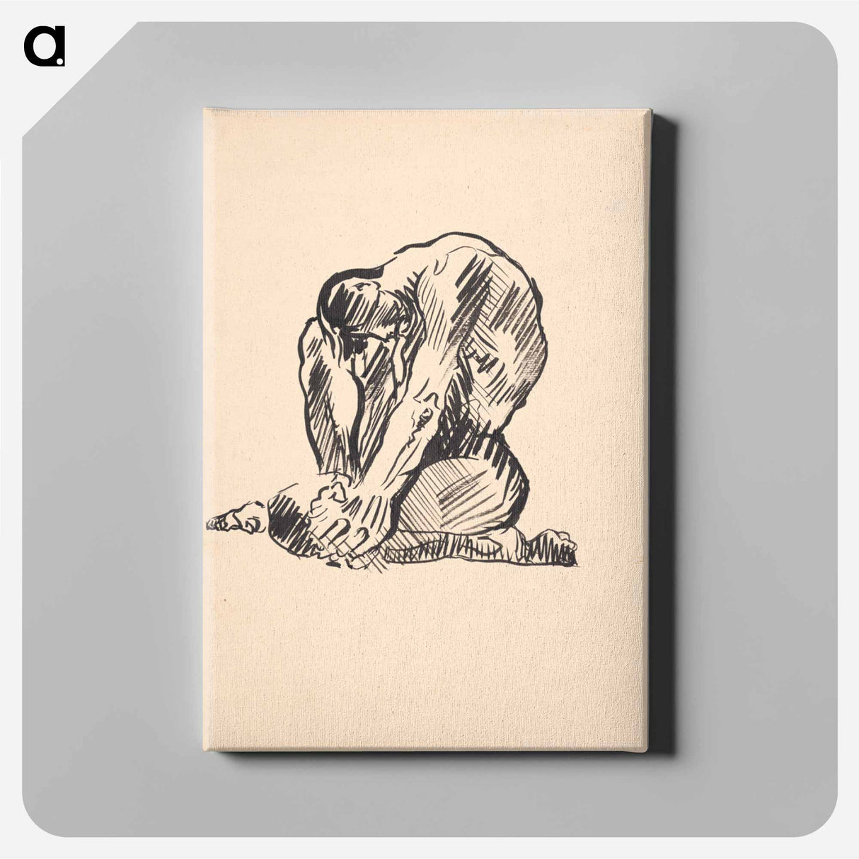 Study of a male nude in a sitting position - アーノルド ピーター ワイズ クビンチャン Canvas.