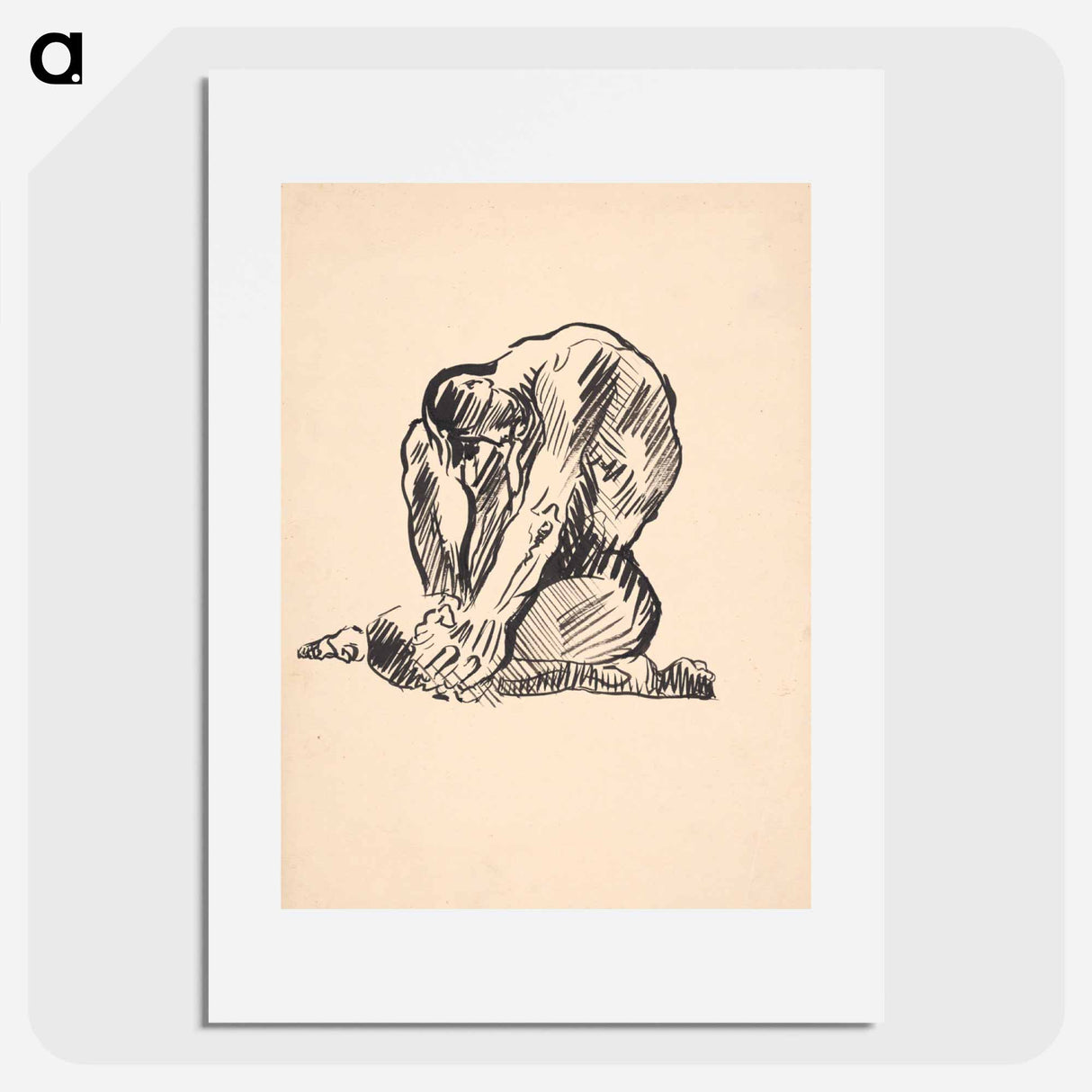 Study of a male nude in a sitting position - アーノルド ピーター ワイズ クビンチャン Poster.