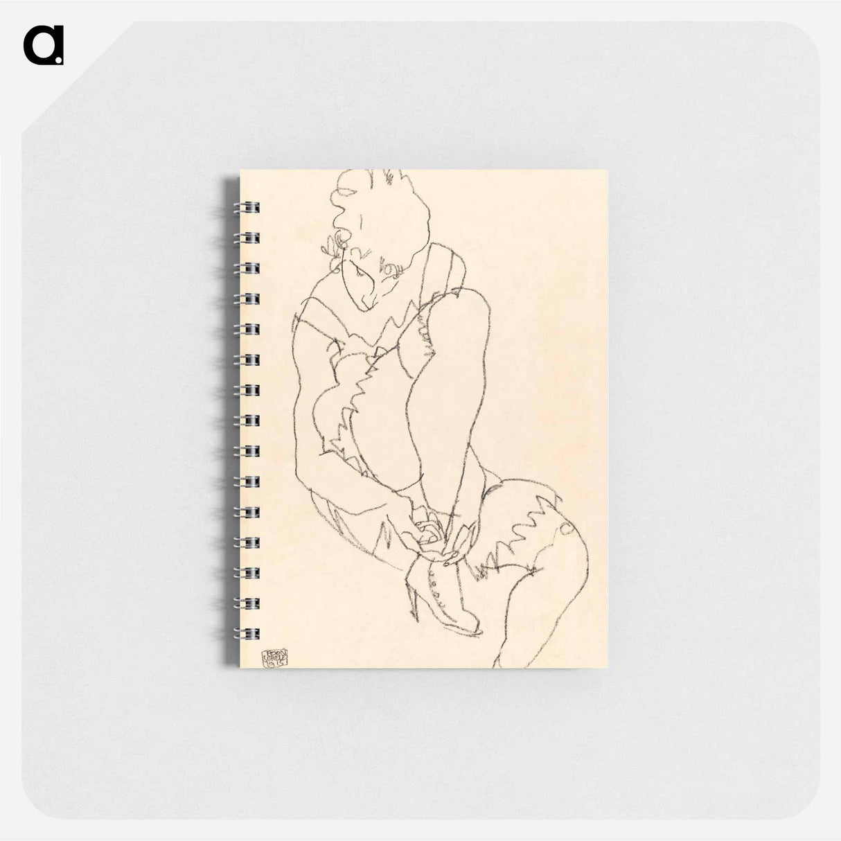 Woman Buttoning Her Shoes - エゴン シーレ Memo.