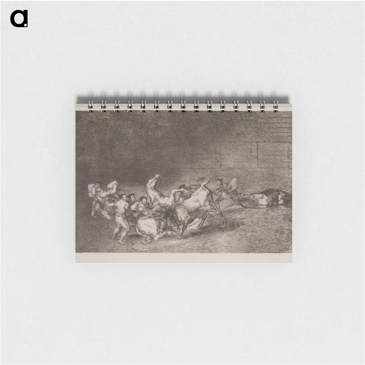 Two teams of picadors are knocked one by one over by a single bull - Francisco de Goya Memo.