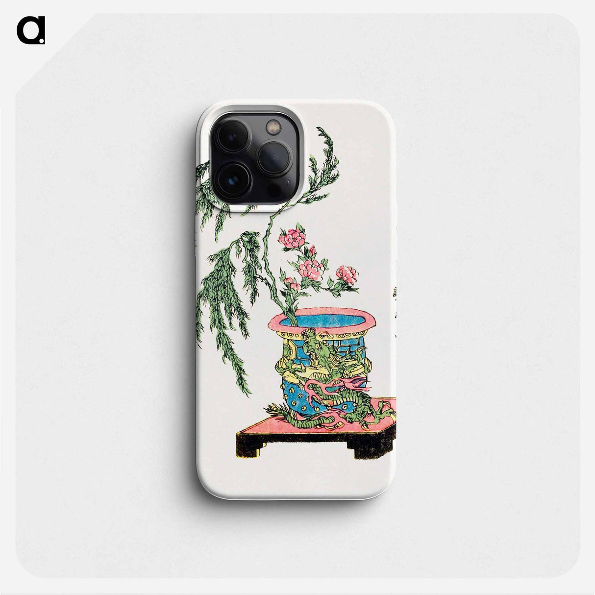 Japanese ikebana, willow and peonies in dragon pot - 喜多川 歌麿 Phone Case.