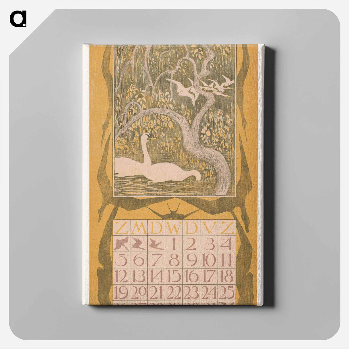 Kalenderblad oktober met zwanen - テオ ヴァン ホイテマ Canvas.