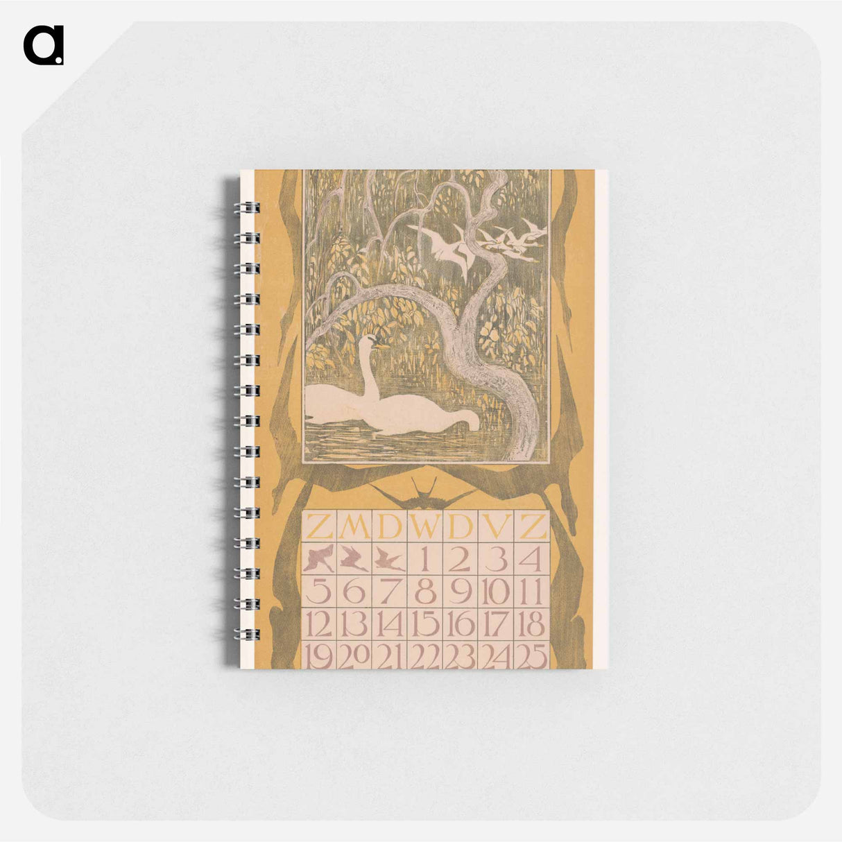 Kalenderblad oktober met zwanen - テオ ヴァン ホイテマ Memo.