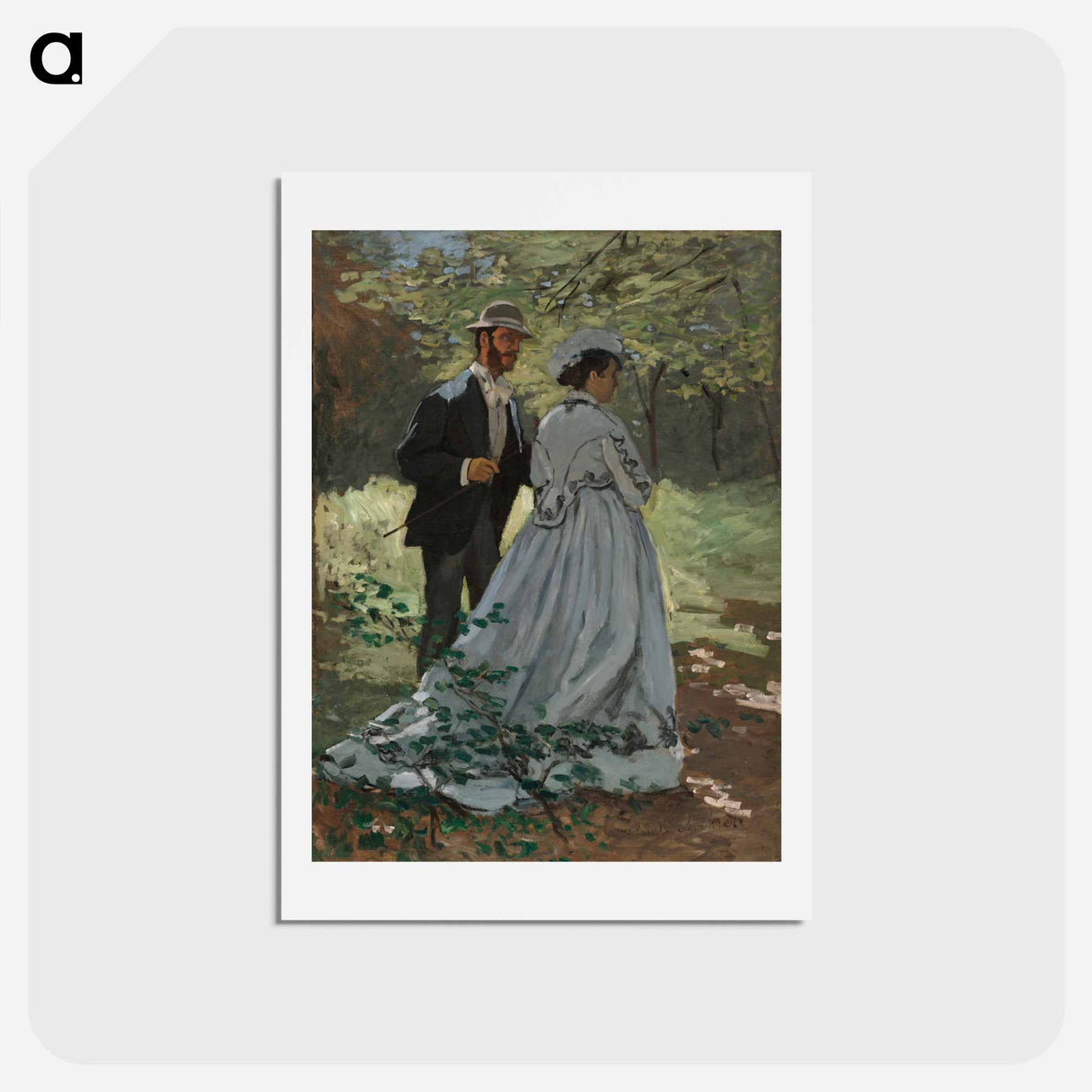 アートポストカード-Bazille and Camille (Study for "Déjeuner sur l'Herbe") - クロード モネ Postcard.