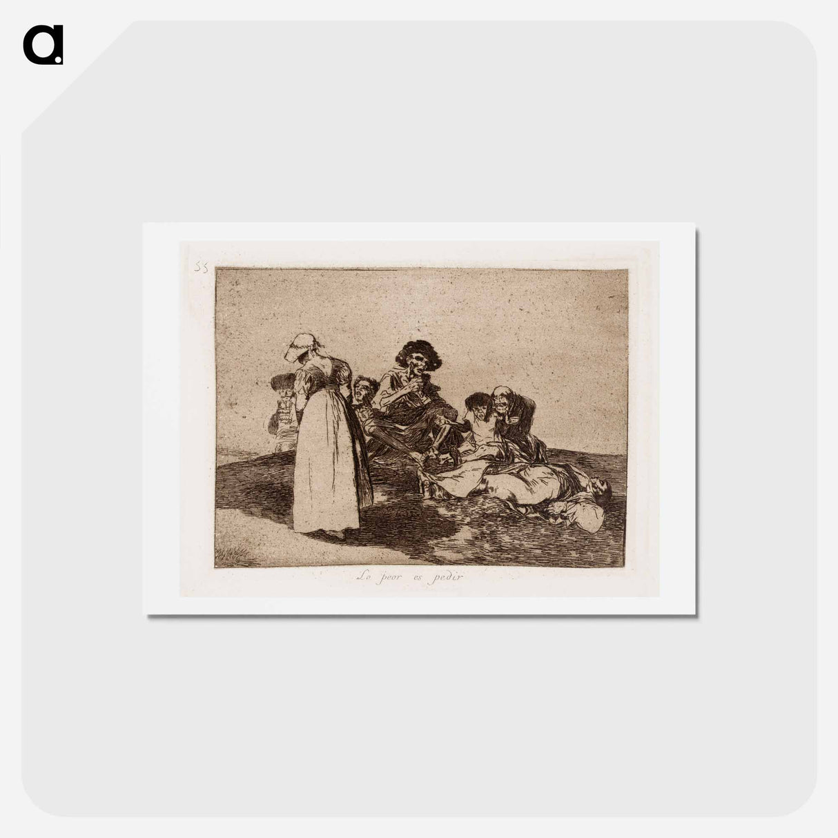 アートポストカード-Pahinta on kerjääminen - フランシスコ デ ゴヤ Postcard.