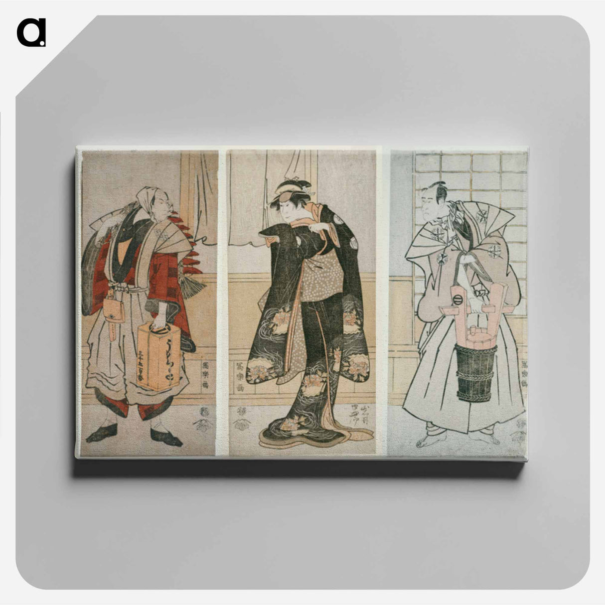 アートパネル-Characters from the Kabuki Play Matsu Ha Misao Onna Kusunoki Niban-me - 東洲斎 写楽 Canvas.