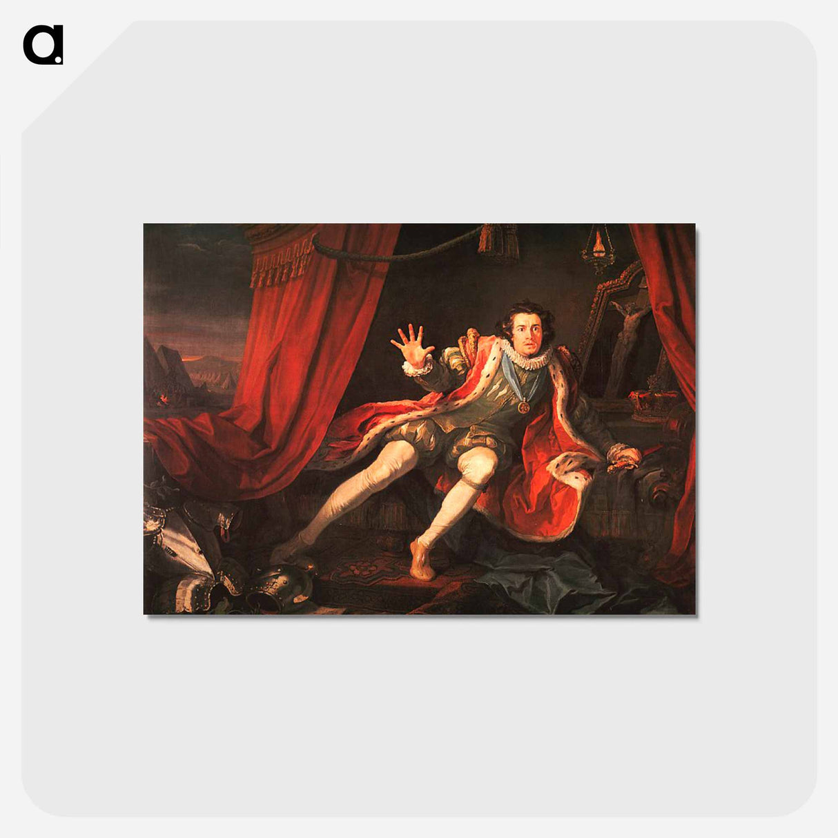 アートポストカード-David Garrick as Richard III - ウィリアム ホガース Postcard.