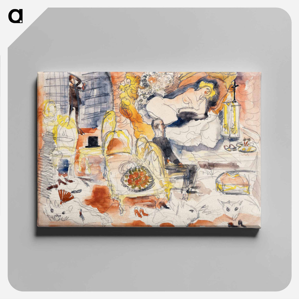 Count Muffat Discovers Nana with the Marquis de Chouard - Charles Demuth Canvas.