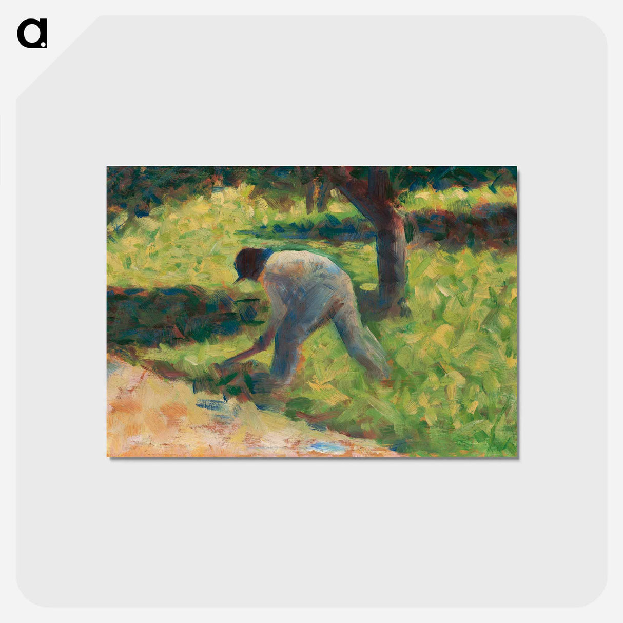 アートポストカード-Peasant with a Hoe - ジョルジュ スーラ Postcard.
