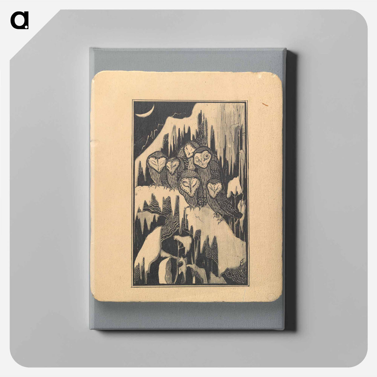 Zes kerkuilen slapend op besneeuwde takken - テオ ヴァン ホイテマ Canvas.