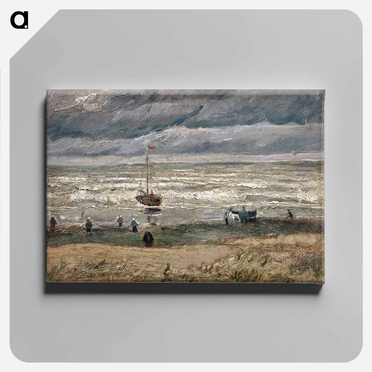アートパネル-Beach at Scheveningen in Stormy Weather - フィンセント ファン ゴッホ Canvas.