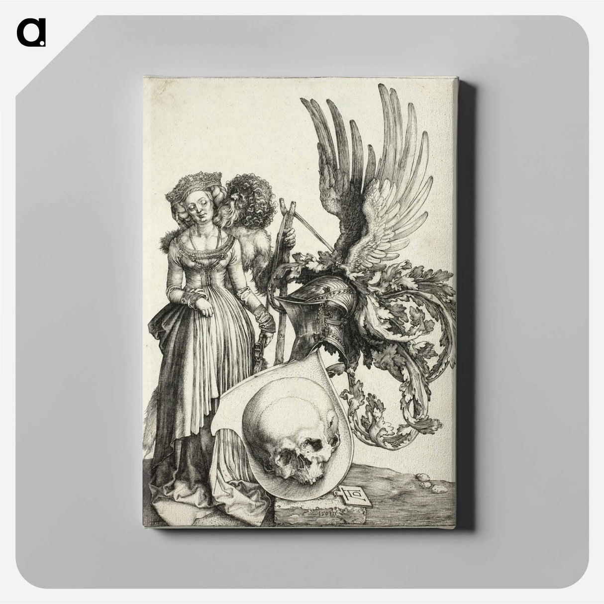 アートパネル-Coat of Arms with a Skull - アルブレヒト デューラー Canvas.