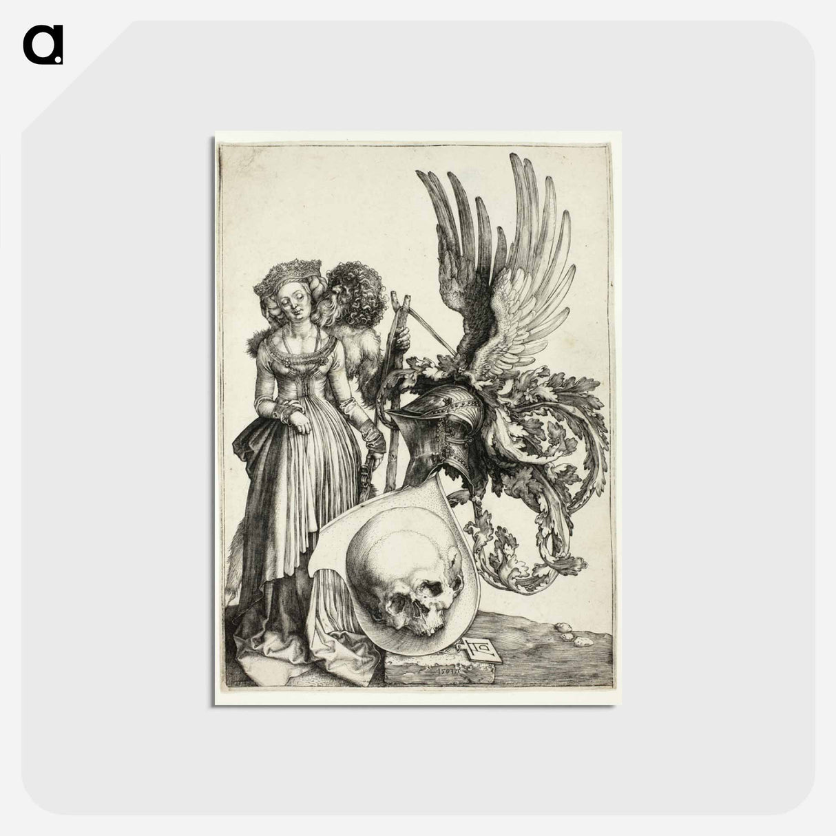 アートポストカード-Coat of Arms with a Skull - アルブレヒト デューラー Postcard.