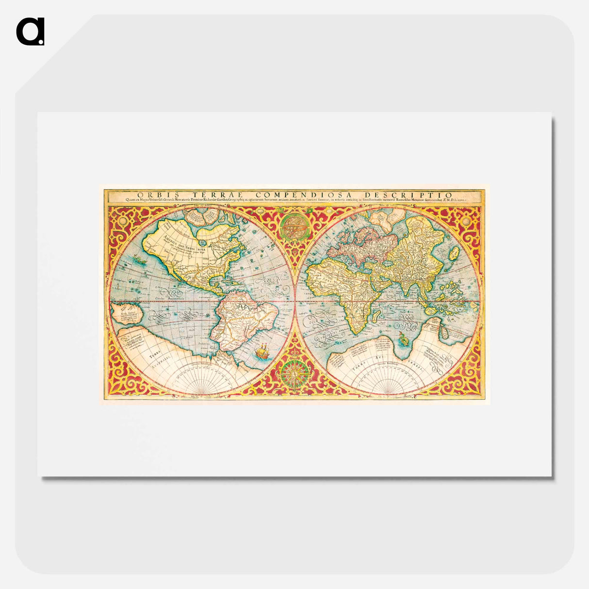 Orbis terrae compendiosa descriptio - アンティーク地図 Poster.