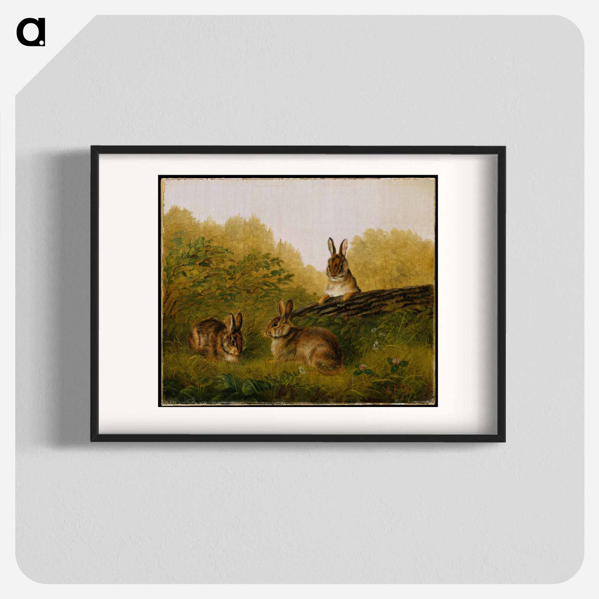 Rabbits on a Log - アーサー フィッツウィリアム テイト Poster.