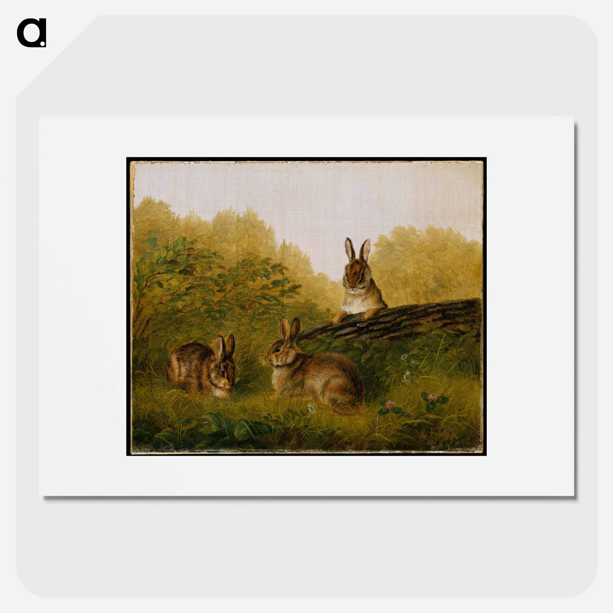 Rabbits on a Log - アーサー フィッツウィリアム テイト Poster.