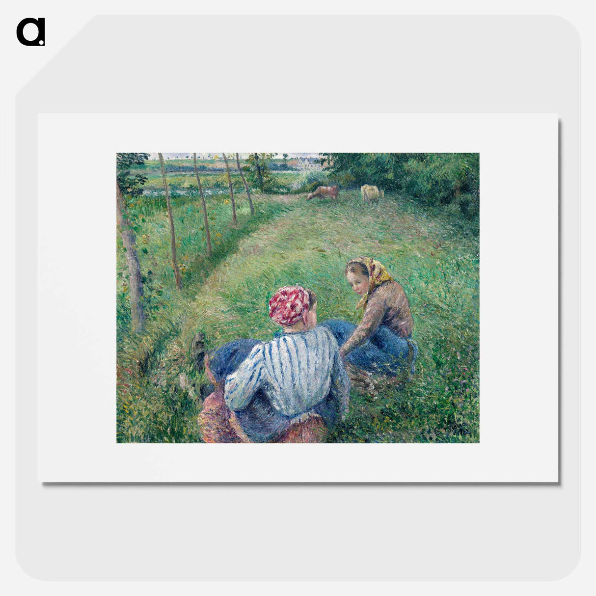 Young Peasant Girls Resting in the Fields near Pontoise - カミーユ ピサロ Poster.
