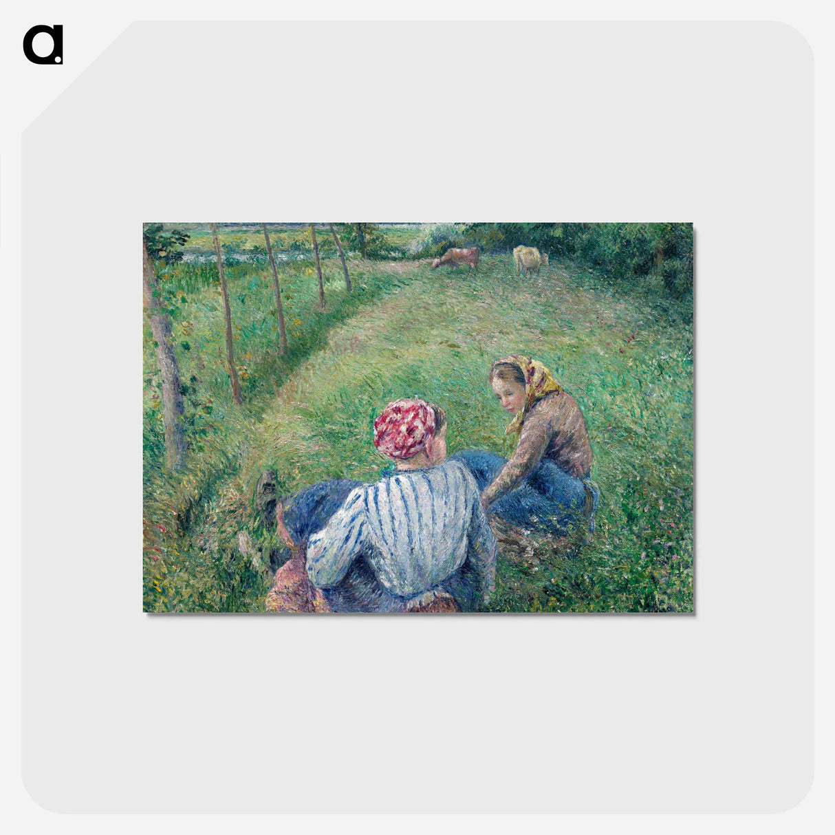 アートポストカード-Young Peasant Girls Resting in the Fields near Pontoise - カミーユ ピサロ Postcard.