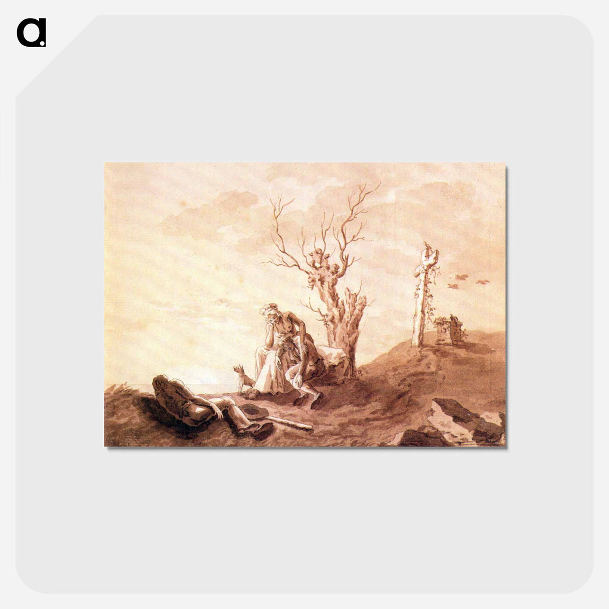 アートポストカード-Funeral scene at the beach - カスパー ダーヴィト フリードリヒ Postcard.