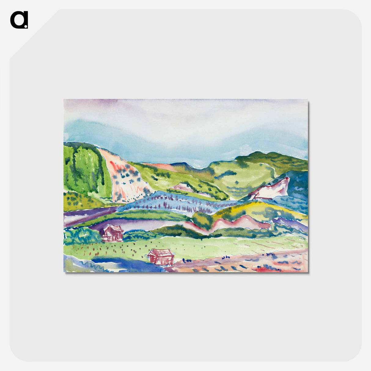 アートポストカード-Mountain with Red House - チャールズ デムス Postcard.