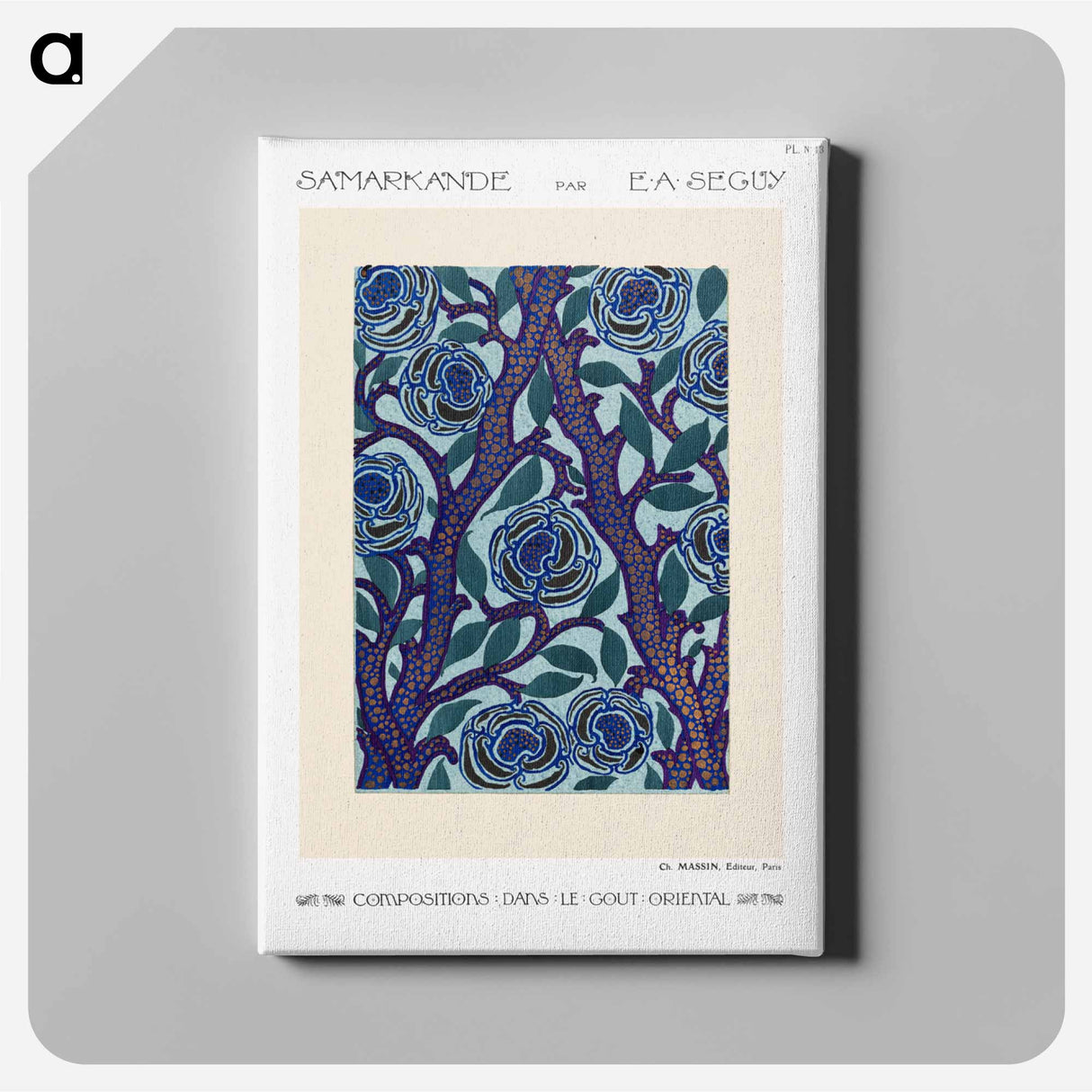 Flower pattern Art Deco stencil print in oriental style - E.A.セギー Canvas.