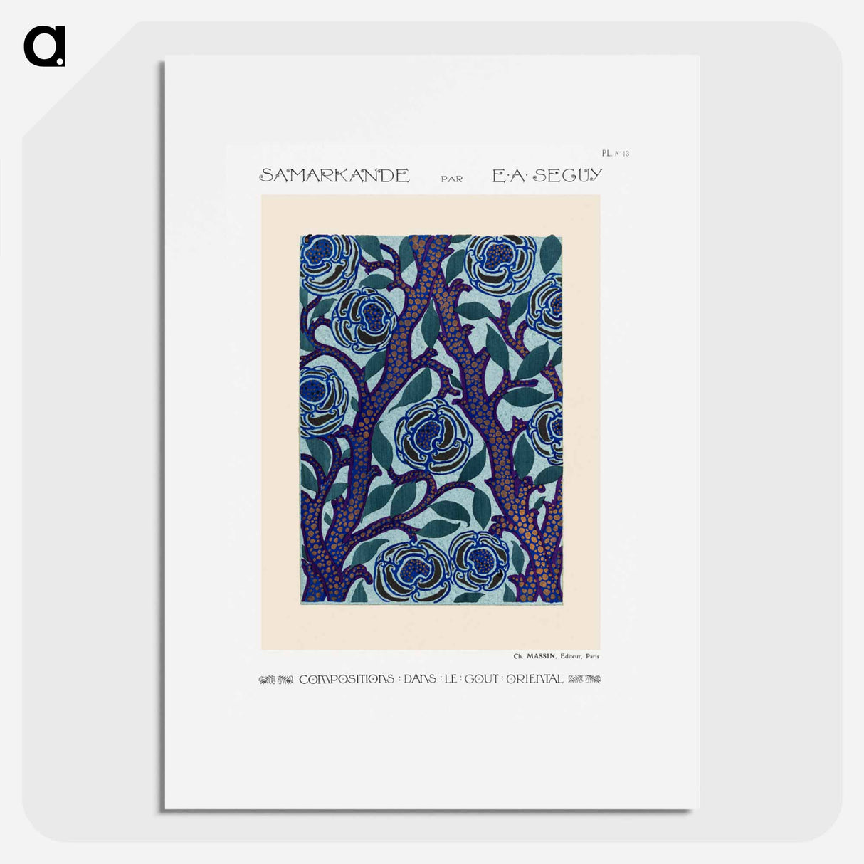 Flower pattern Art Deco stencil print in oriental style - E.A.セギー Poster.