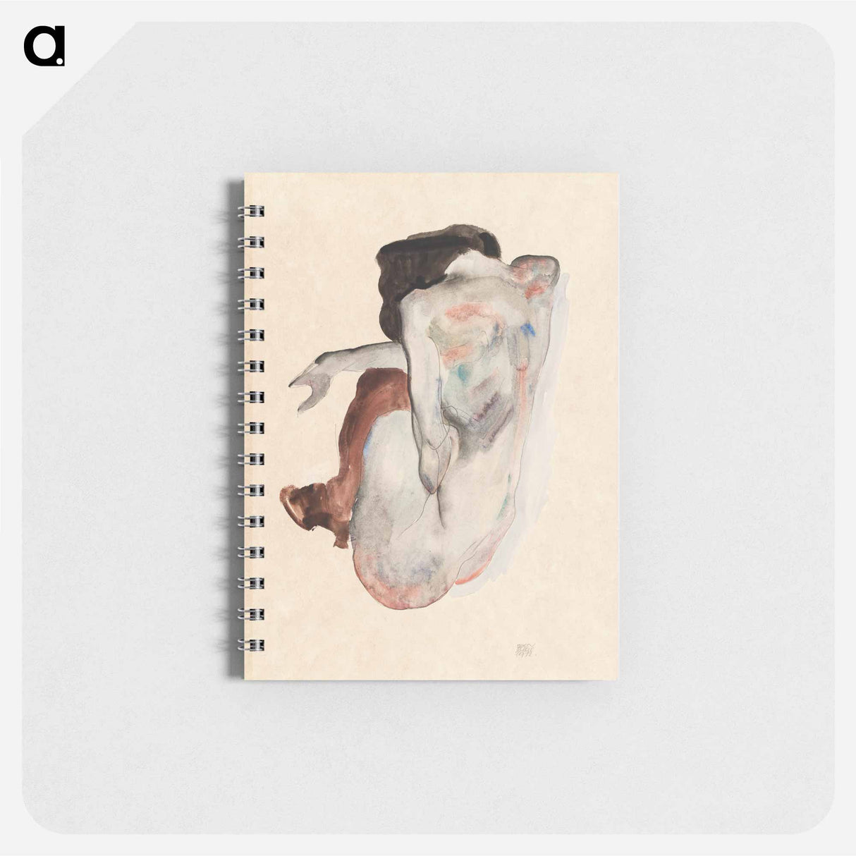 Naked lady. Crouching Nude in Shoes and Black Stockings - エゴン シーレ Memo.