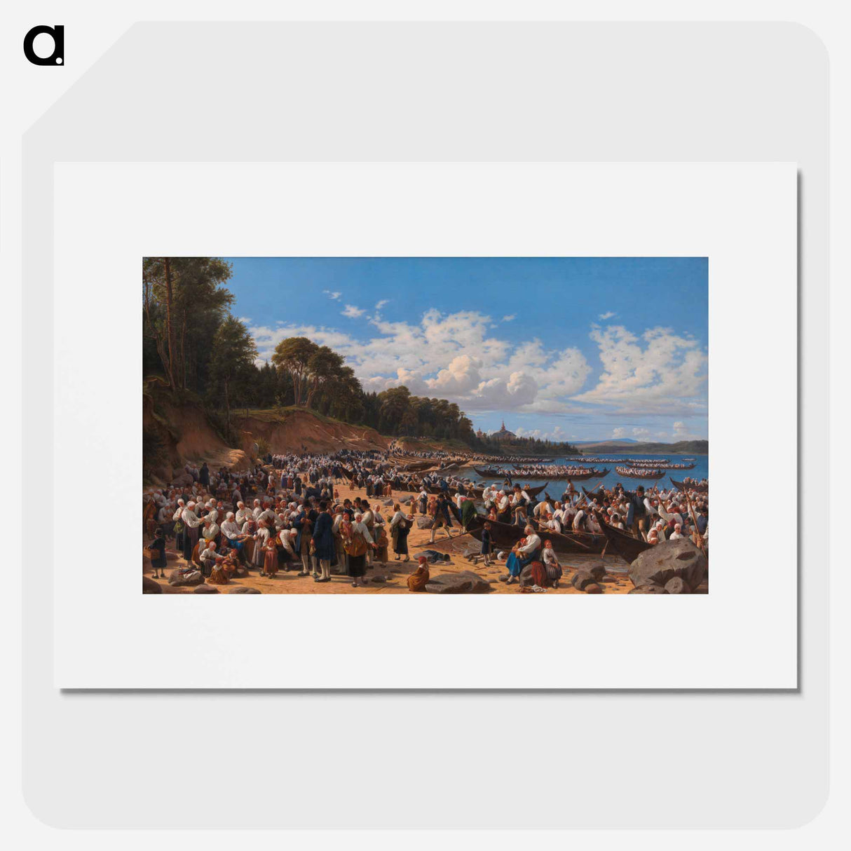 Church-Goers Arriving by Boat at the Parish Church of Leksand on Siljan Lake, Sweden - Vilhelm Marstrand Poster.