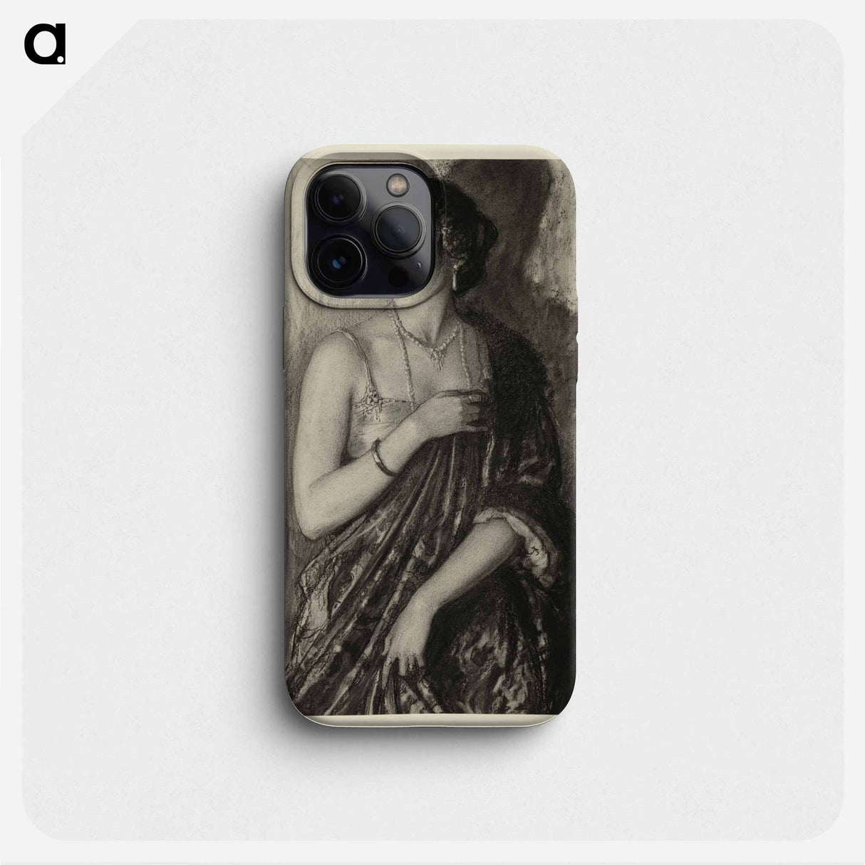 There was a woman standing in the door as though posed in the dark wood of a frame by Wladyslaw Theodore Benda - Wladyslaw Theodore Benda Phone Case.