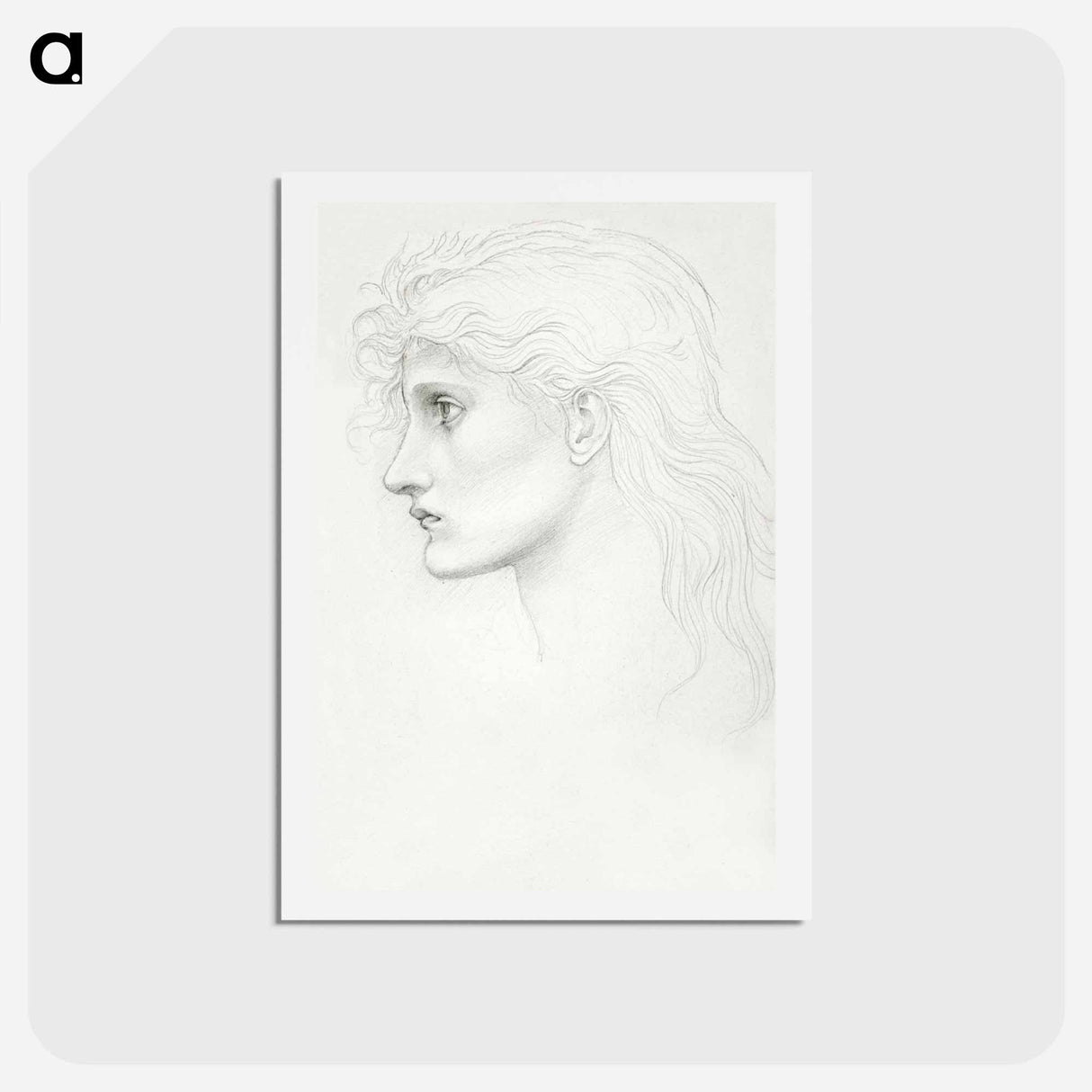 アートポストカード-Head of Girl Facing Left - エドワード バーン ジョーンズ Postcard.