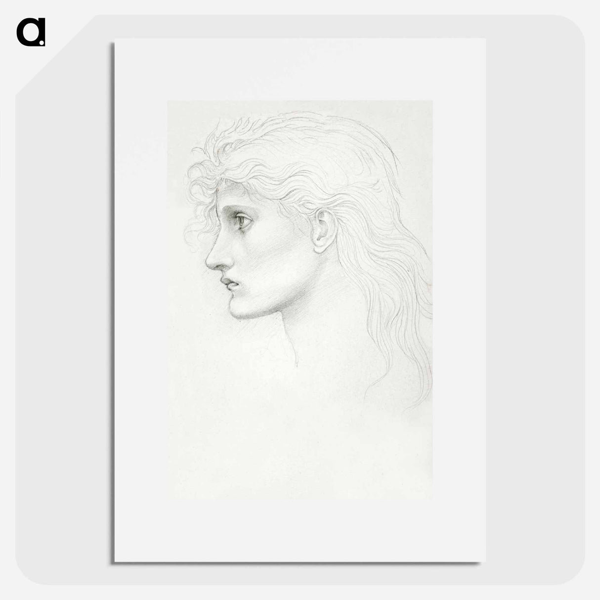 Head of Girl Facing Left - エドワード バーン ジョーンズ Poster.