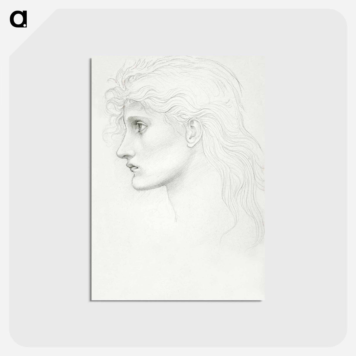 アートポストカード-Head of Girl Facing Left - エドワード バーン ジョーンズ Postcard.