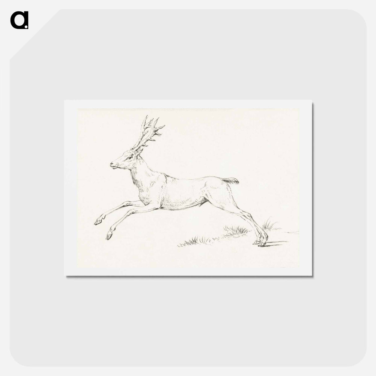 アートポストカード-Jumping deer - ジャン ベルナール Postcard.