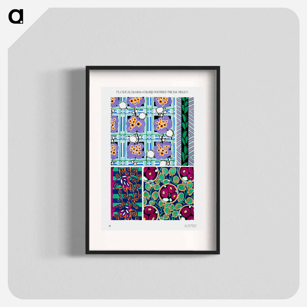 Floral colorful background, vintage art deco & art nouveau background, plate no. 19 - E.A.セギー Poster.