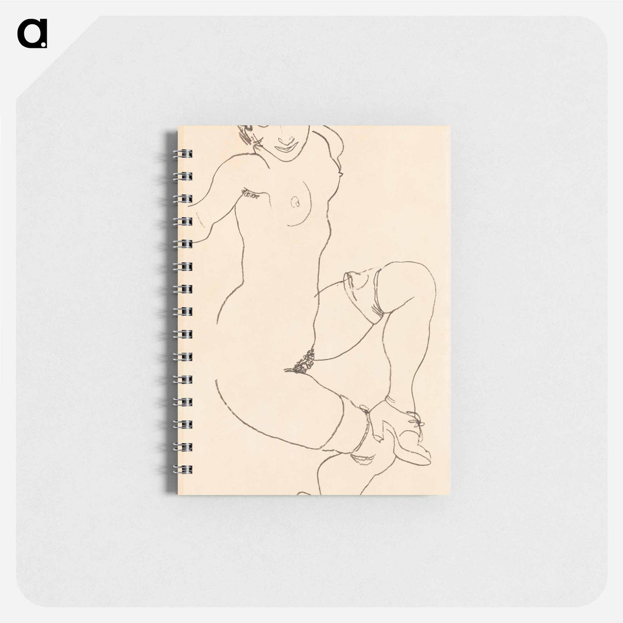 Seated Nude in Shoes and Stockings - エゴン シーレ Memo.