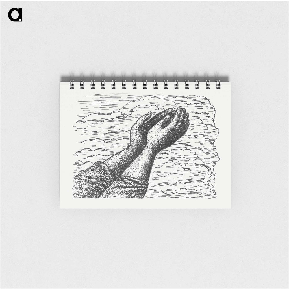 Two hands raised in front of clouds - レオ ヘステル Memo.