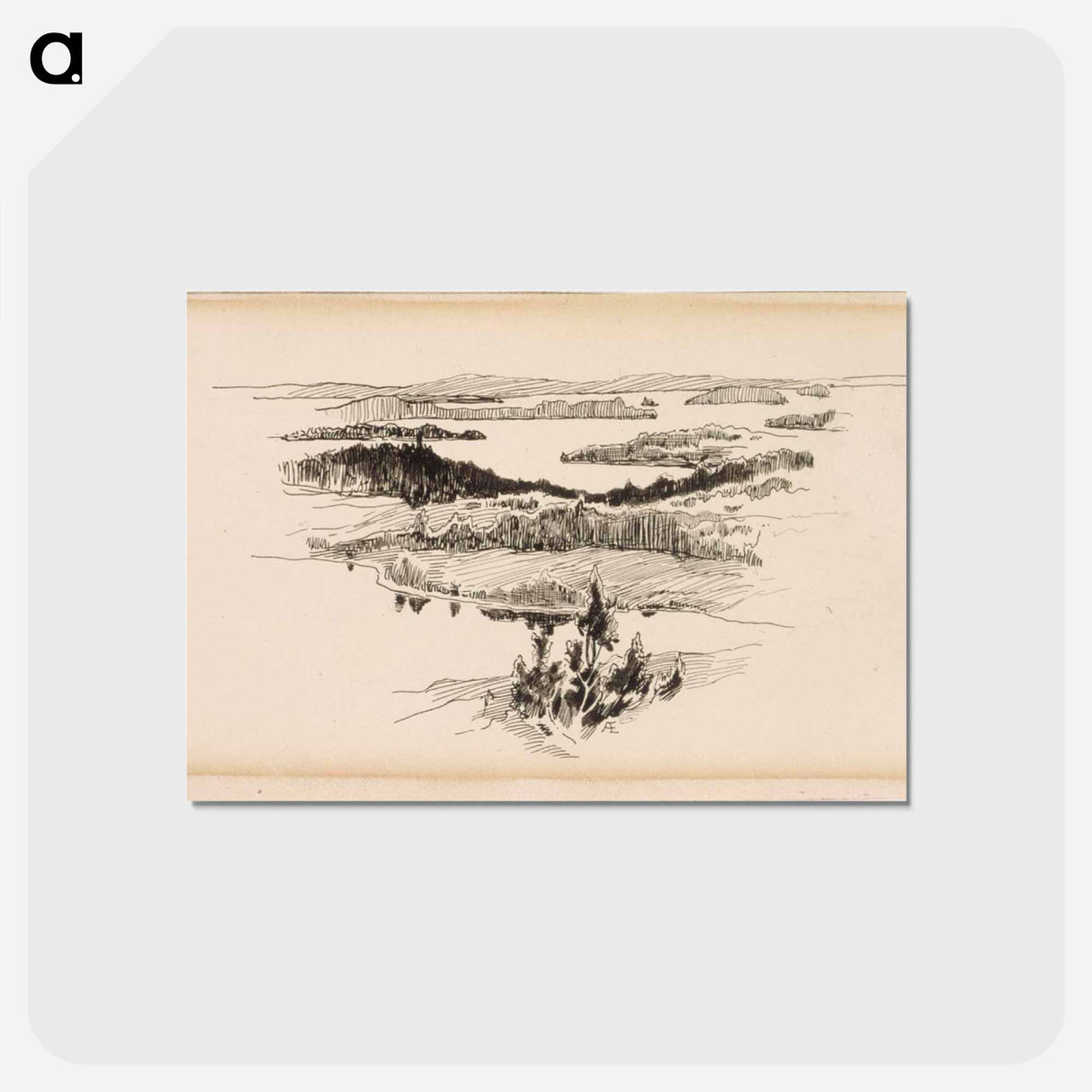 アートポストカード-Heinäkuun viides päivä -runon välivinjetti - アルバート エーデルフェルト Postcard.
