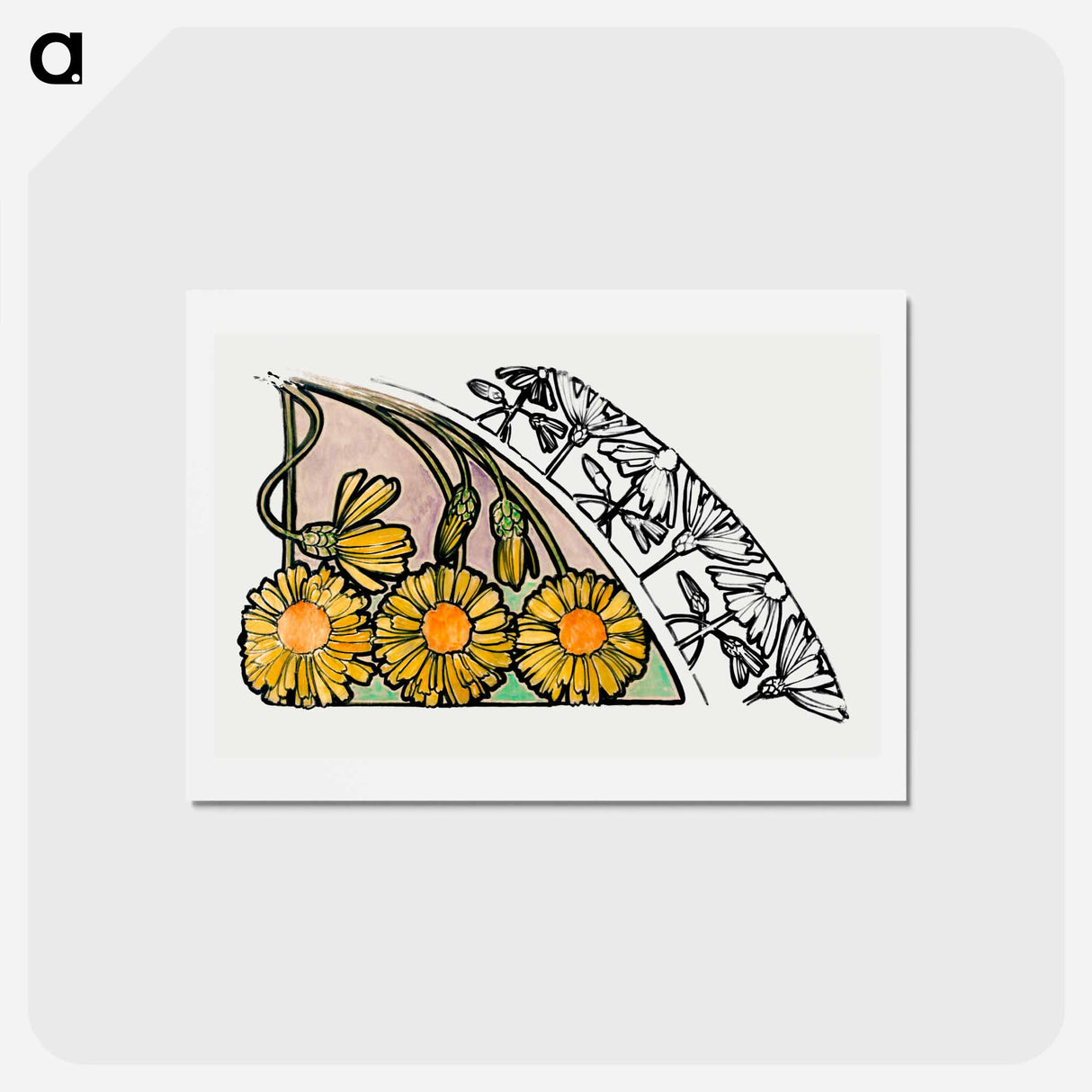 アートポストカード-Floral motif for Fouquet boutique - アルフォンス ミュシャ Postcard.