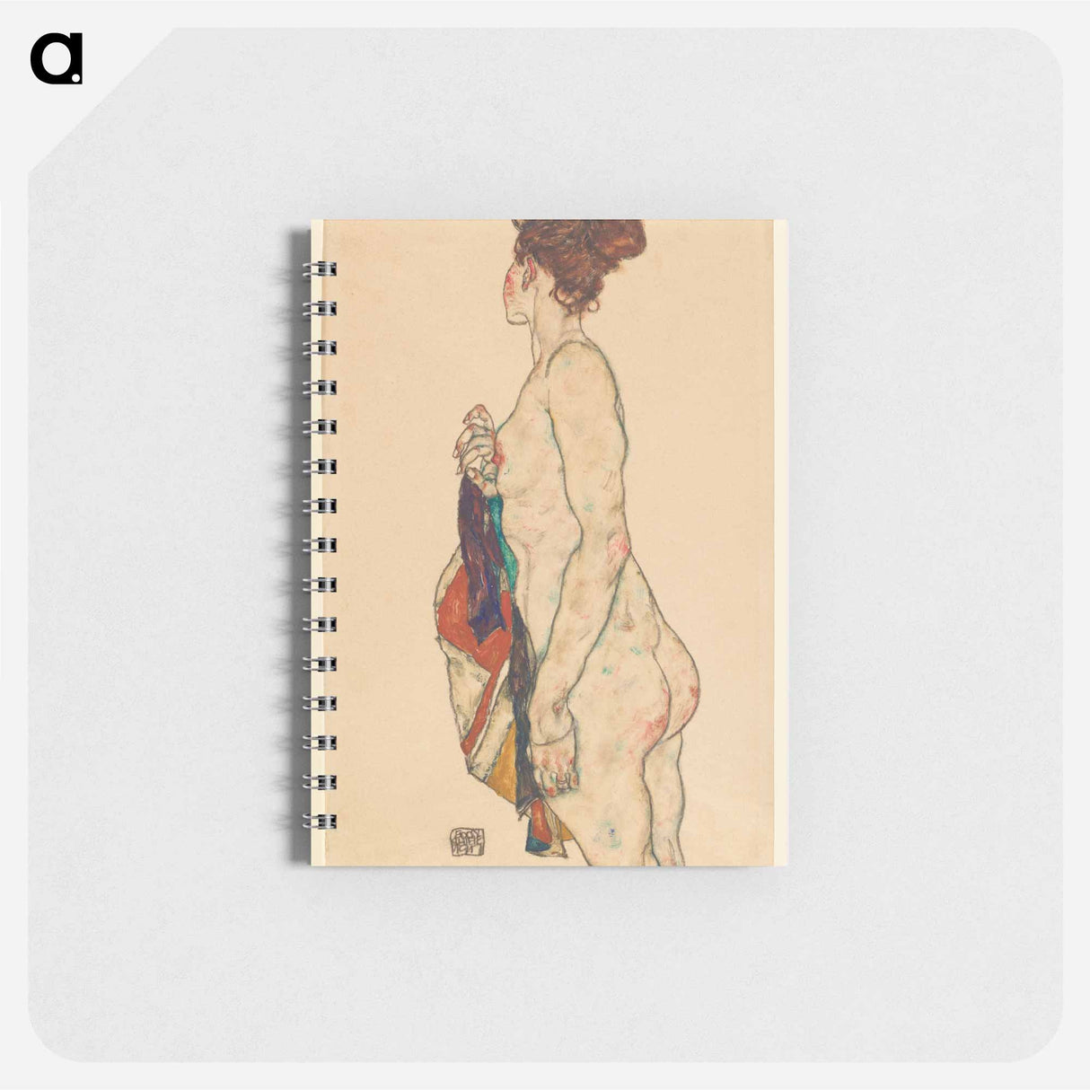 Standing Nude with a Patterned Robe - エゴン シーレ Memo.
